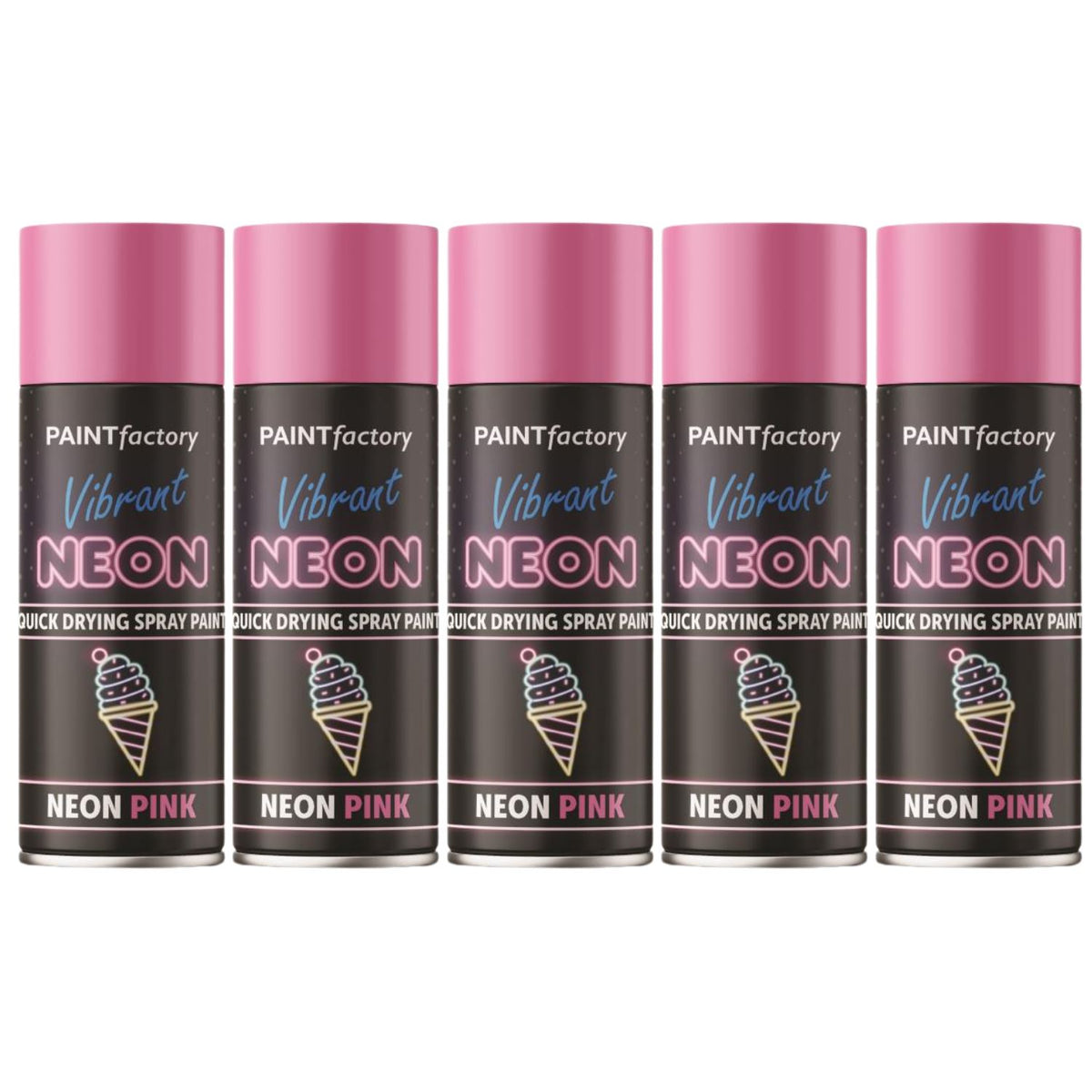5X Paint Factory Fluorescent Neon Pink Spray Paint 200ml