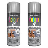 2X Paint Factory Grey Primer Spray Paint 400ml