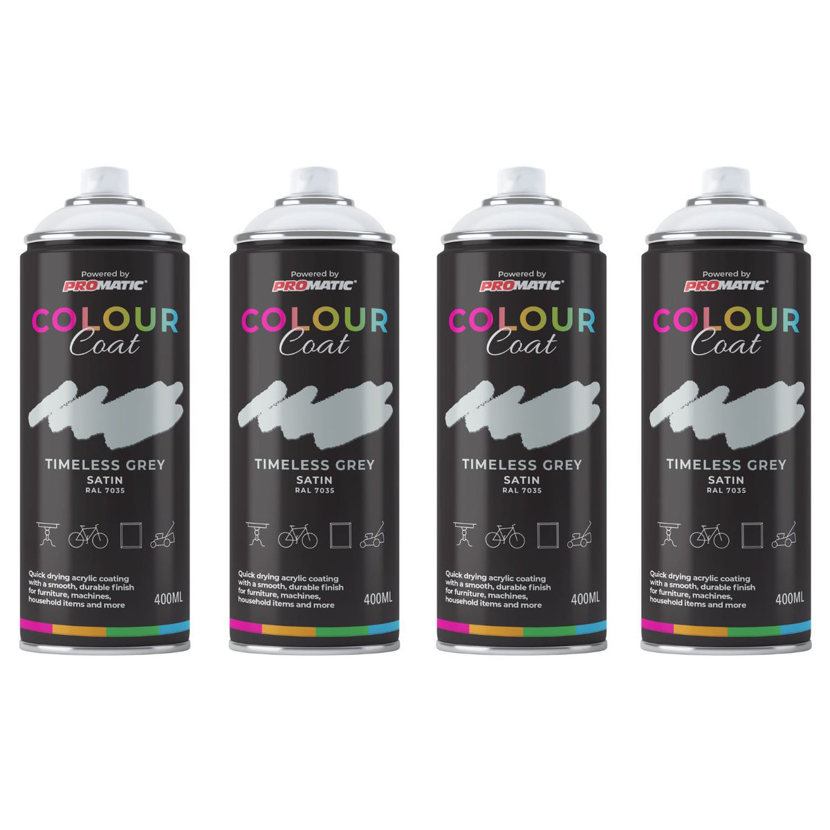 4X Timeless Grey RAL 7035 Satin Spray Paint 400ml