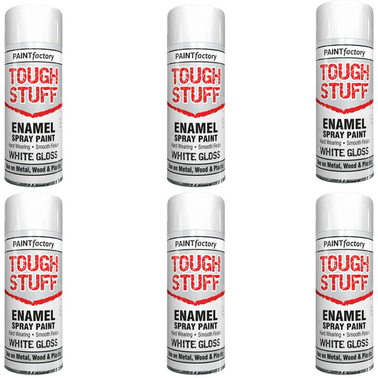 6X Paint Factory Tough Stuff Enamel White Gloss 400ml