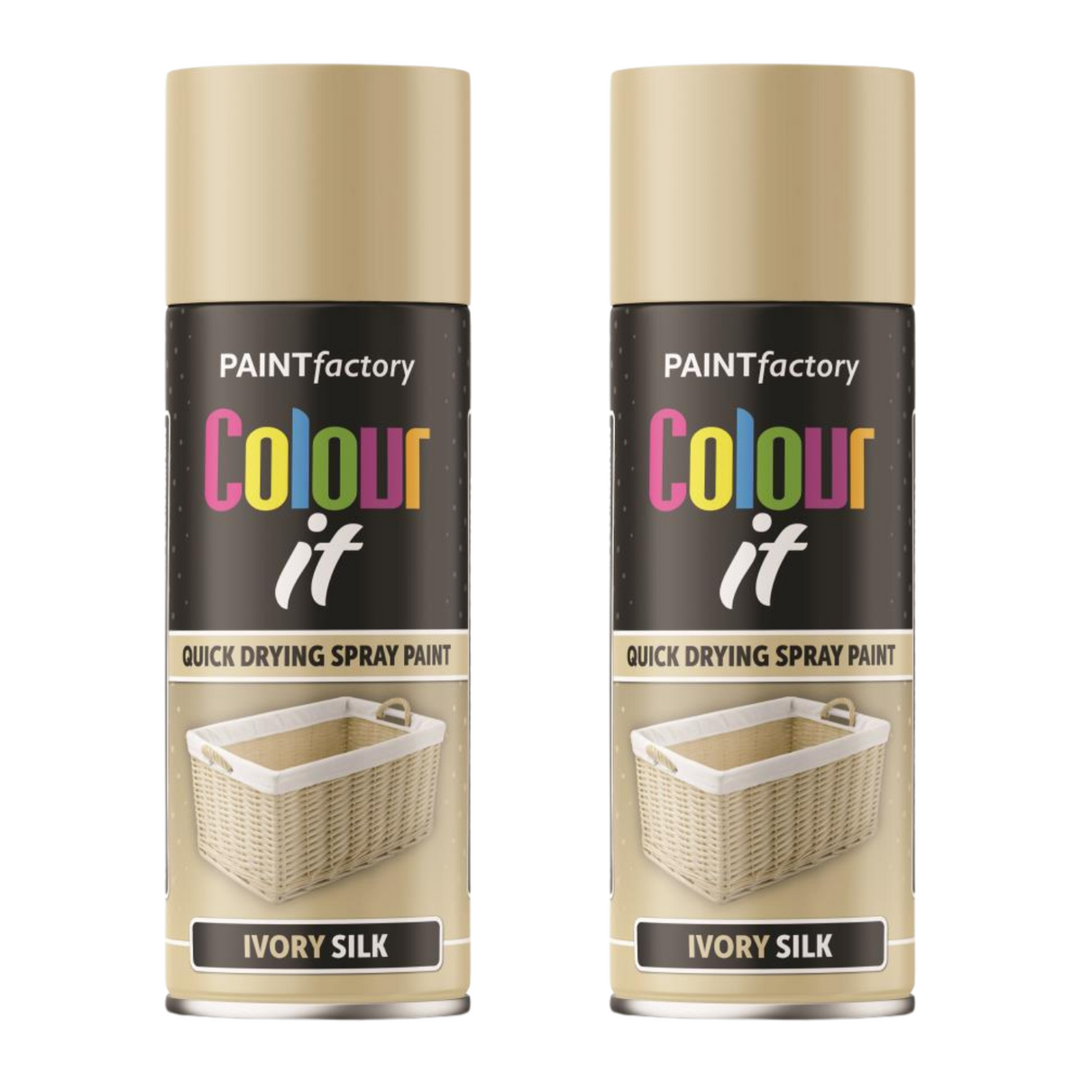 2X Paint Factory Ivory Silk Gloss Spray Paint 400ml