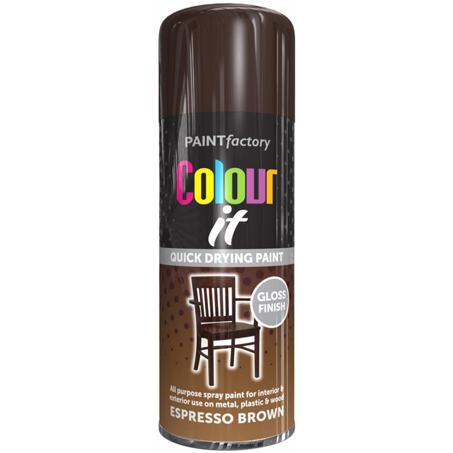 Paint Factory Espresso Brown Gloss Spray Paint 400ml Spray Paint