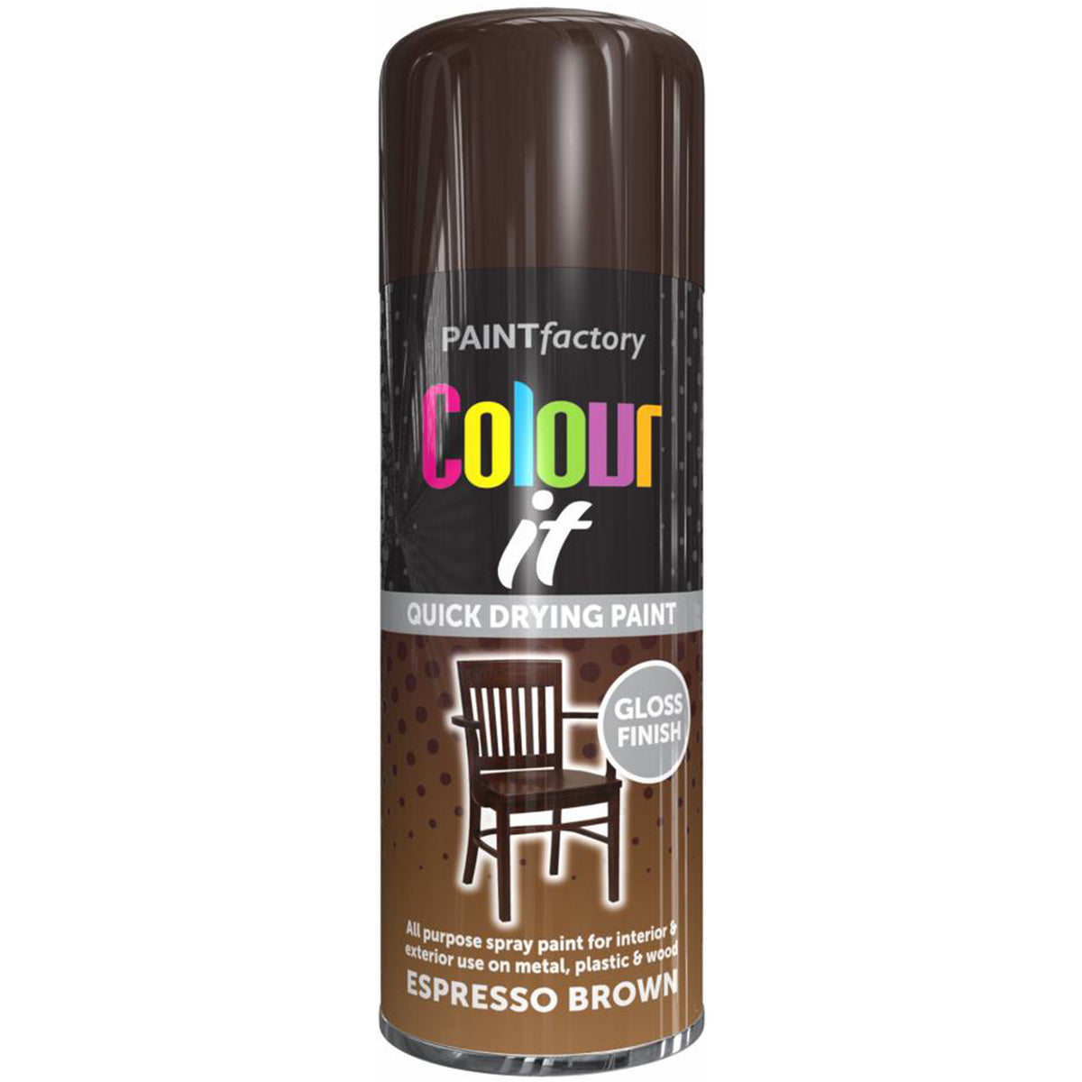 Paint Factory Espresso Brown Gloss Spray Paint 400ml Spray Paint