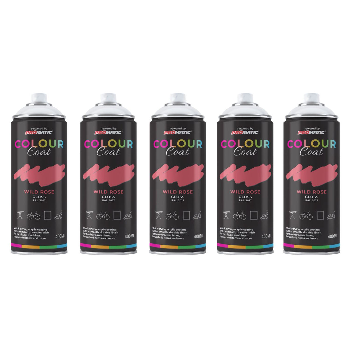 5X Wild Rose RAL 3017 Gloss Spray Paint 400ml