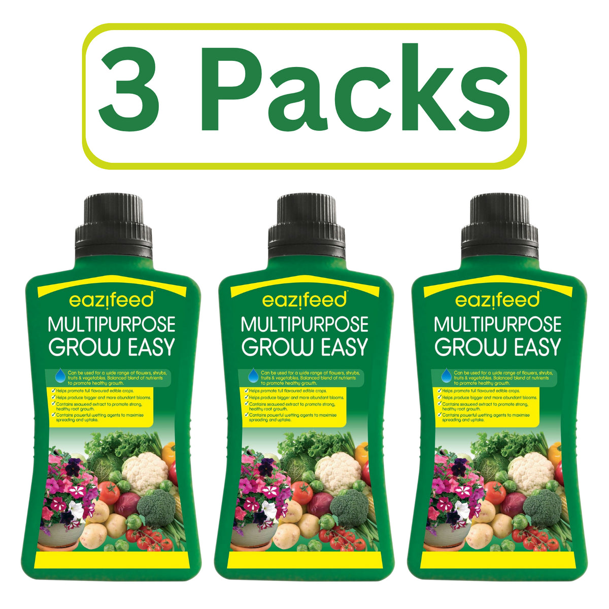 3X Multi Purpose Liquid Plant Food Concentrate Eazifeed For Fruit Flowers 500ml