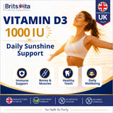 Brits Vita Vitamin D3 - 365 Tablets - 1000IU Teeth, Bone & Muscle health, Vit D