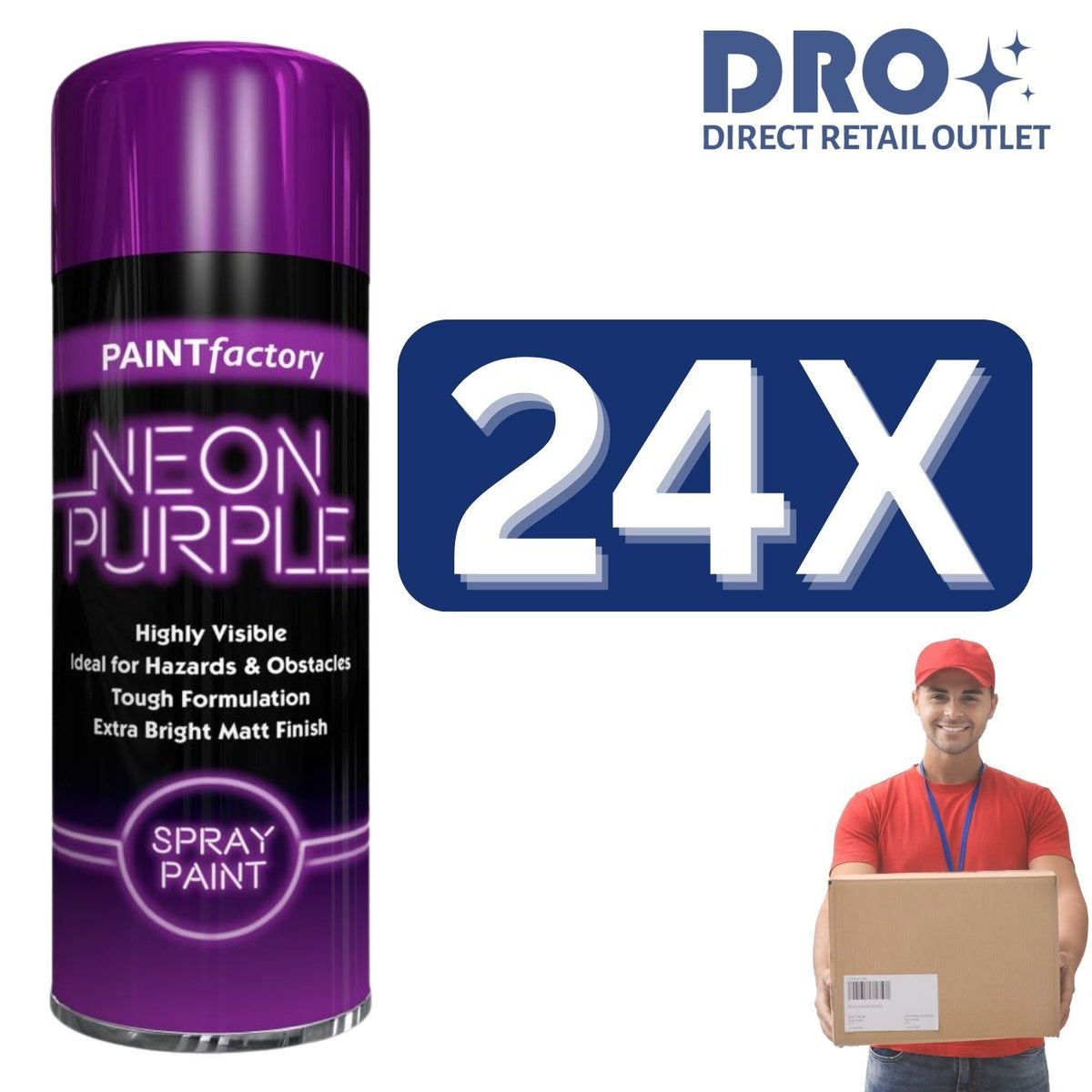 24X - Paint Factory Neon Purple Spray Paint 200ml