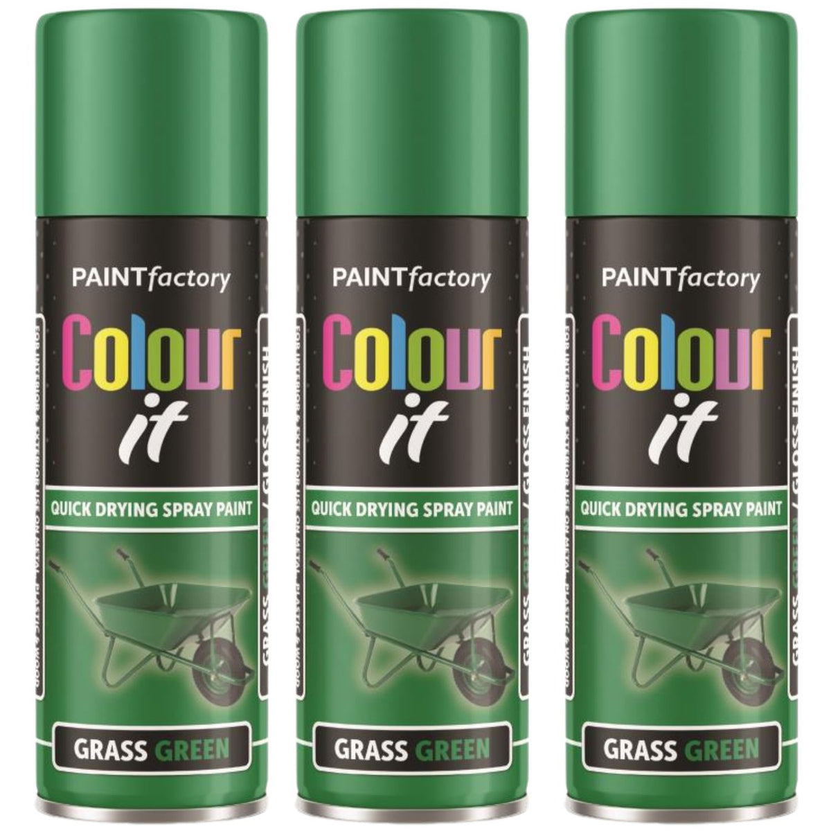 3X Grass Green Gloss Spray Paint 250ml