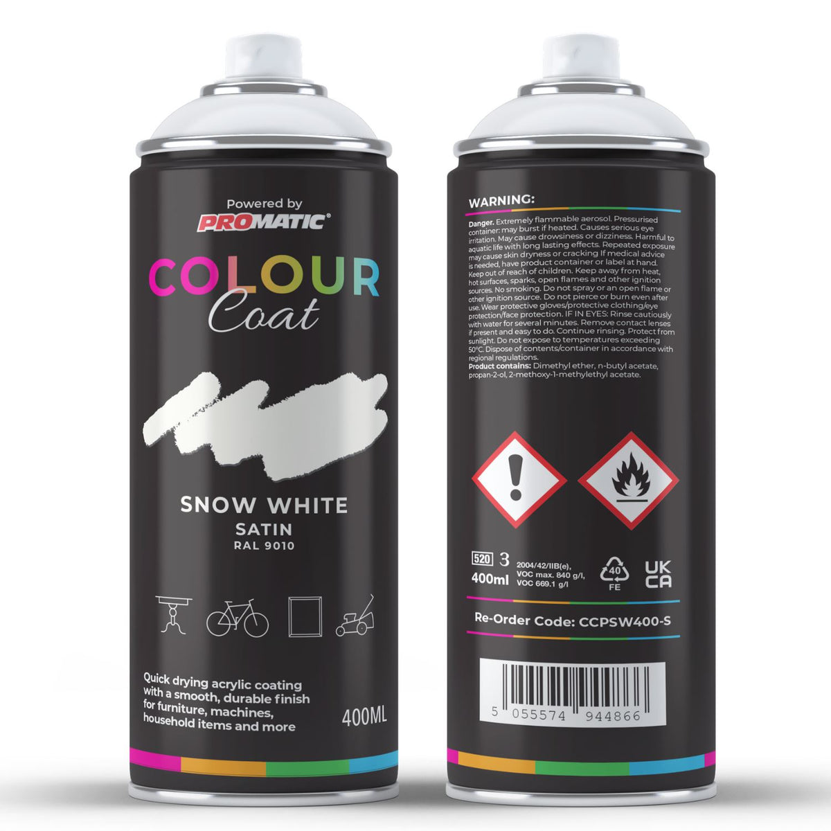 Snow White RAL 9010 Satin Spray Paint 400ml