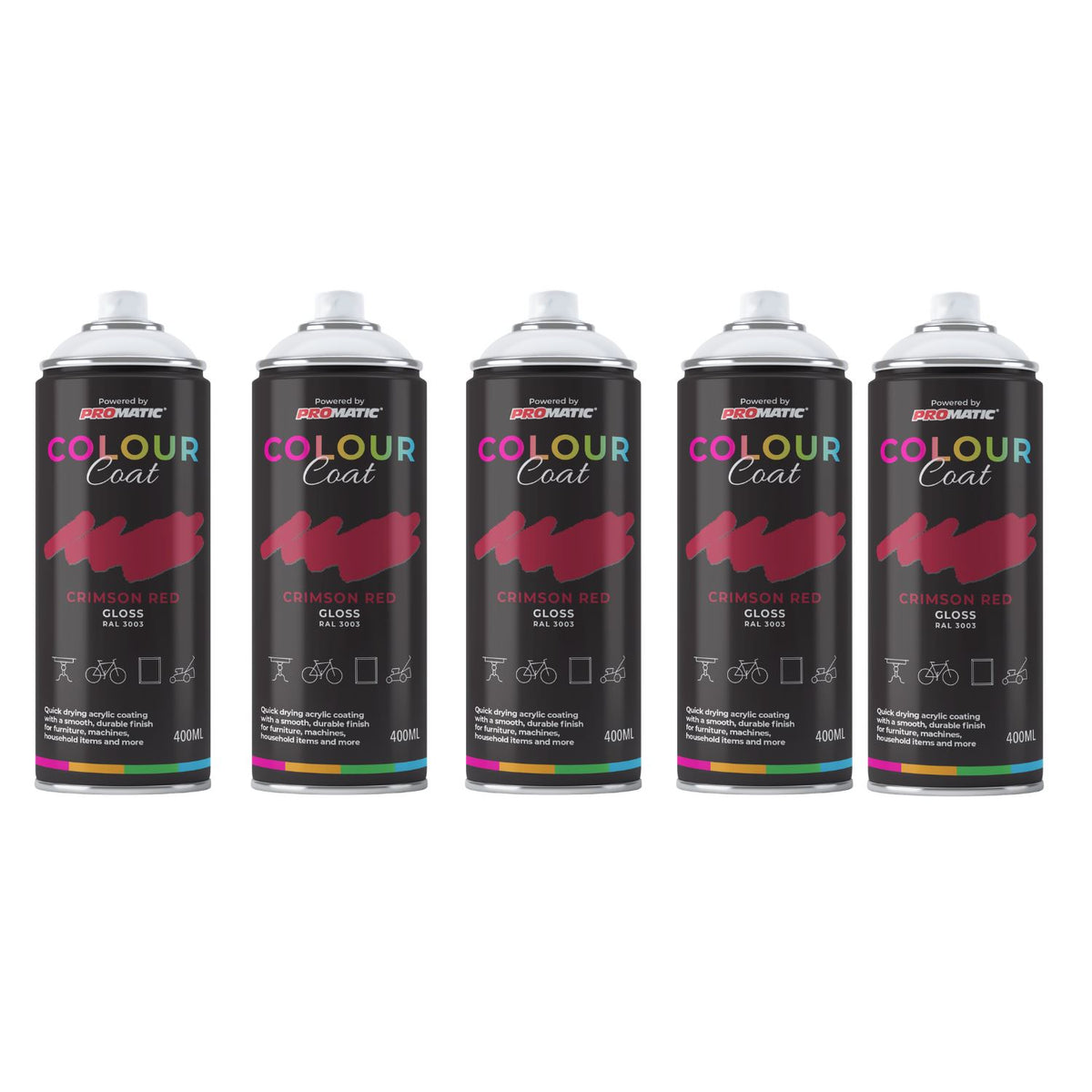 5X Crimson Red RAL 3003 Gloss Spray Paint 400ml