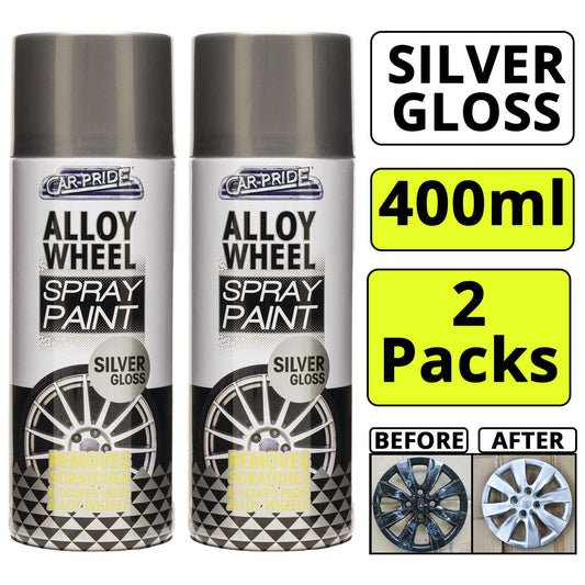 2X - Alloy Wheel Spray Silver Gloss 400ml
