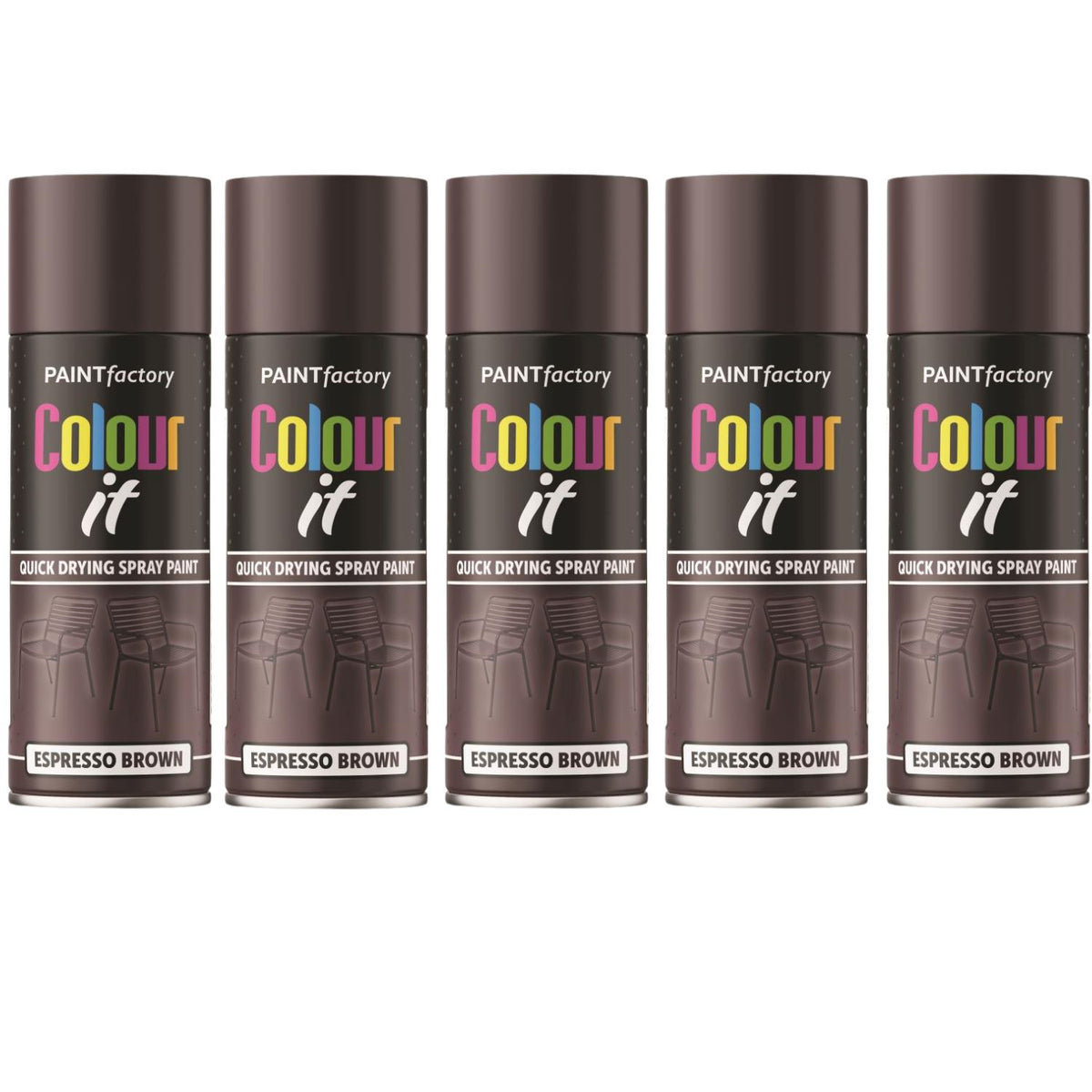 5X Paint Factory Espresso Brown Gloss Spray Paint 400ml