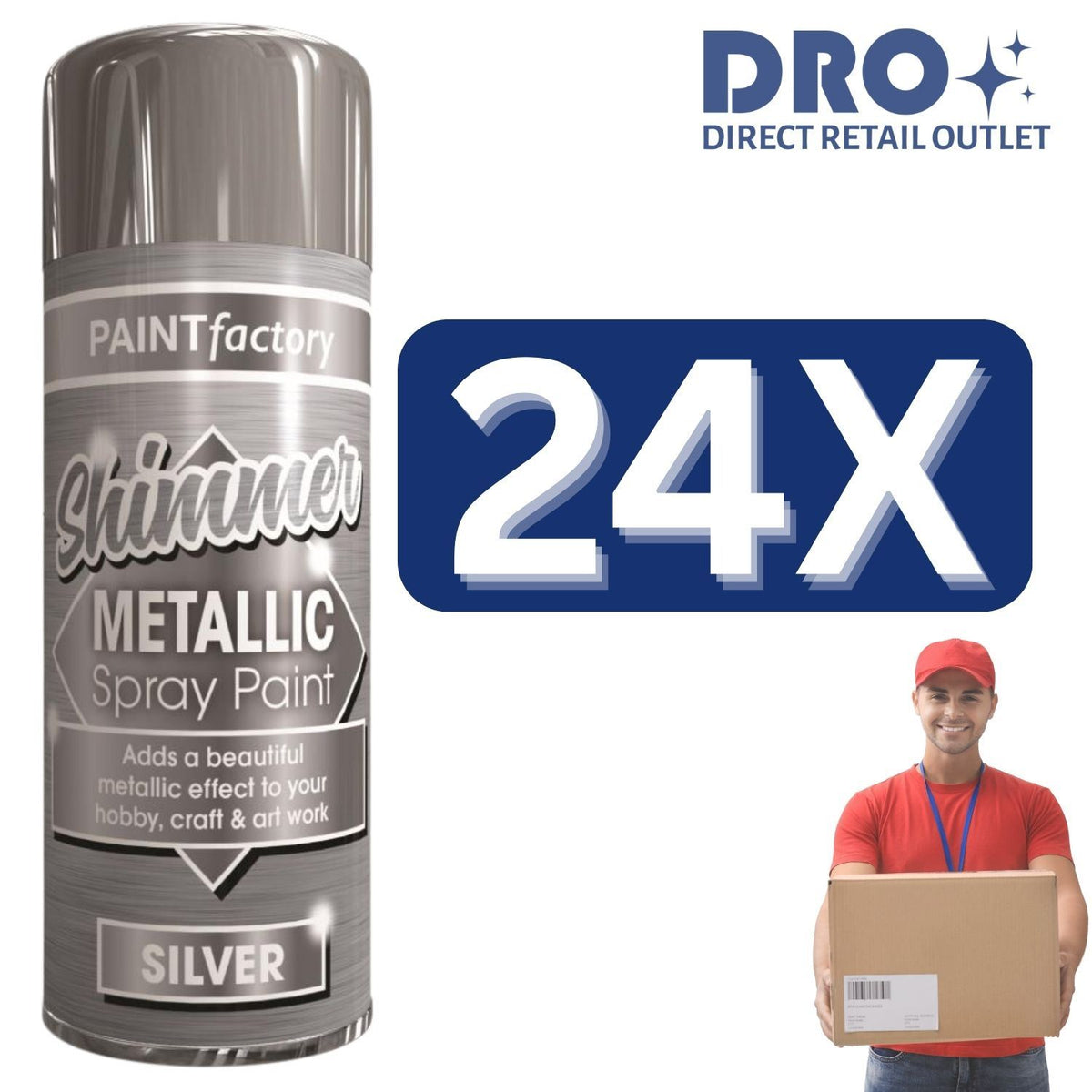 24X - Paint Factory Metallic Silver Spray Paint 200ml