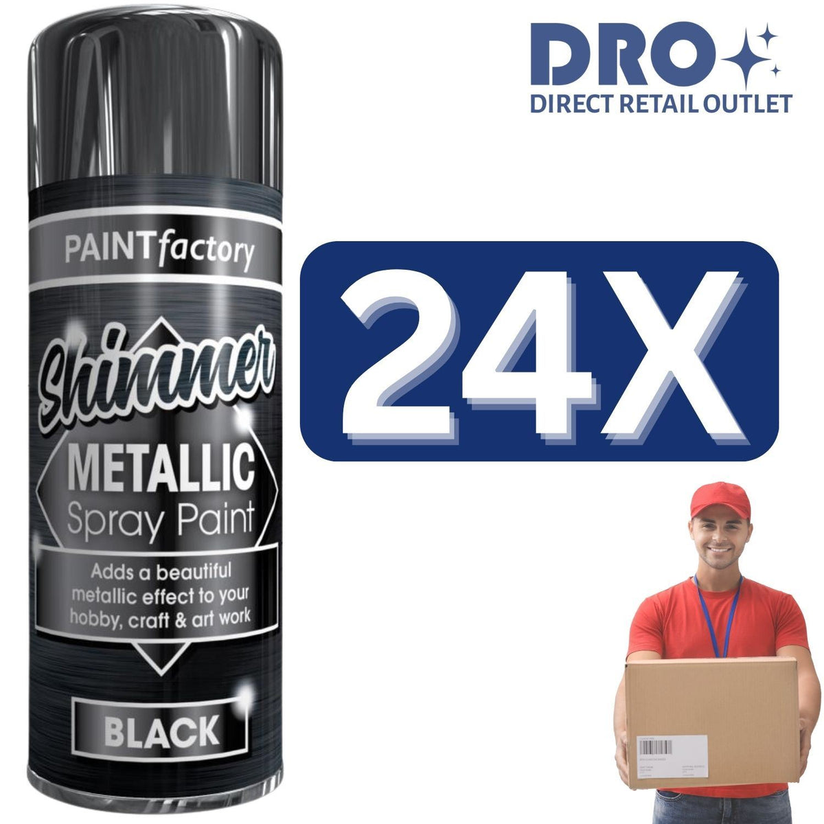24X - Paint Factory All Purpose Black Metallic Spray Paint 200ml