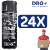24X - Paint Factory All Purpose Black Metallic Spray Paint 200ml