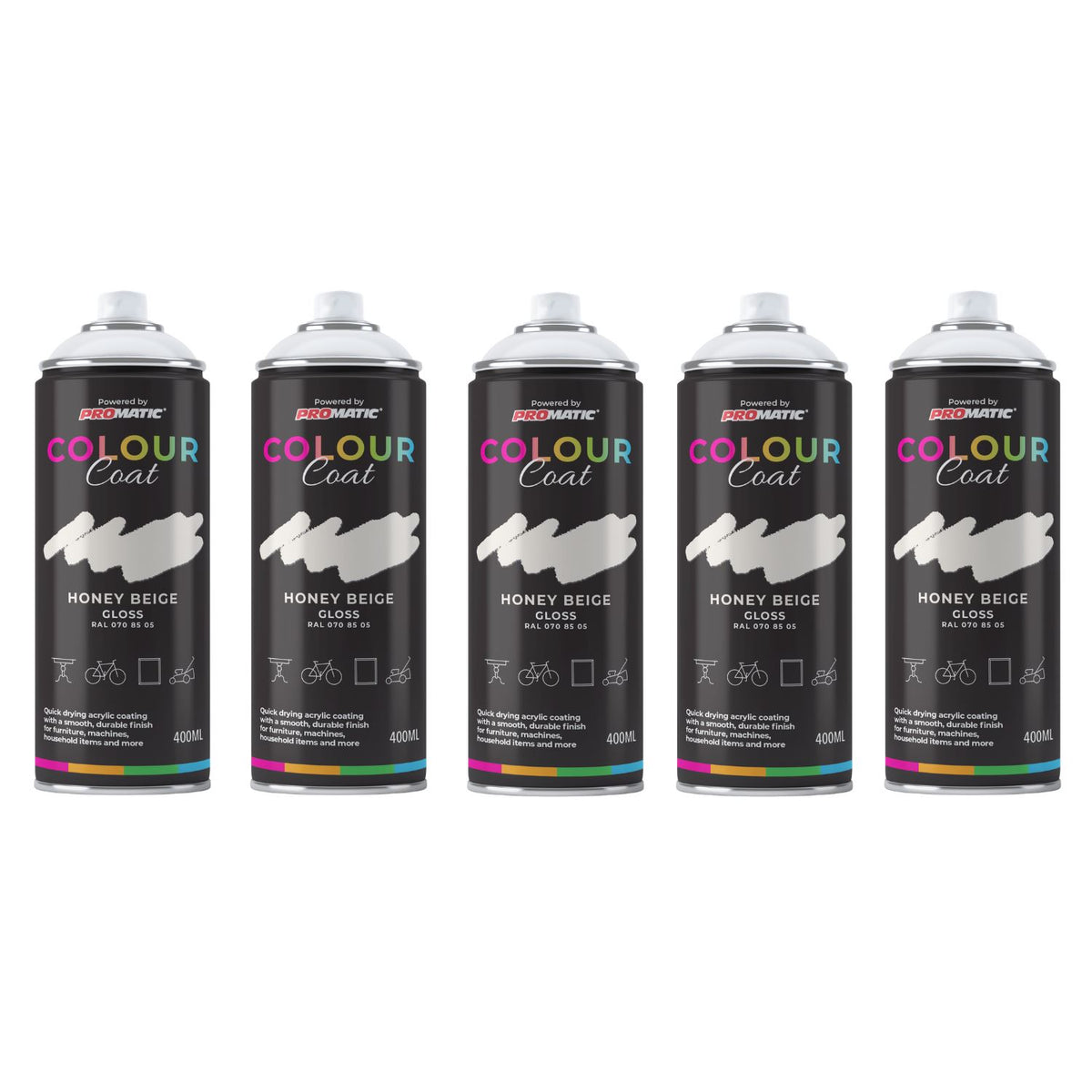 5X Honey Beige RAL 070 85 05 Gloss Spray Paint 400ml
