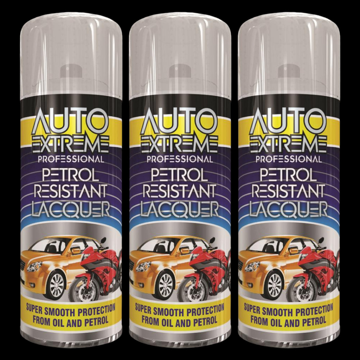 3X Auto Extreme Lacquer Petrol Resistant Spray 400ml Spray Paint
