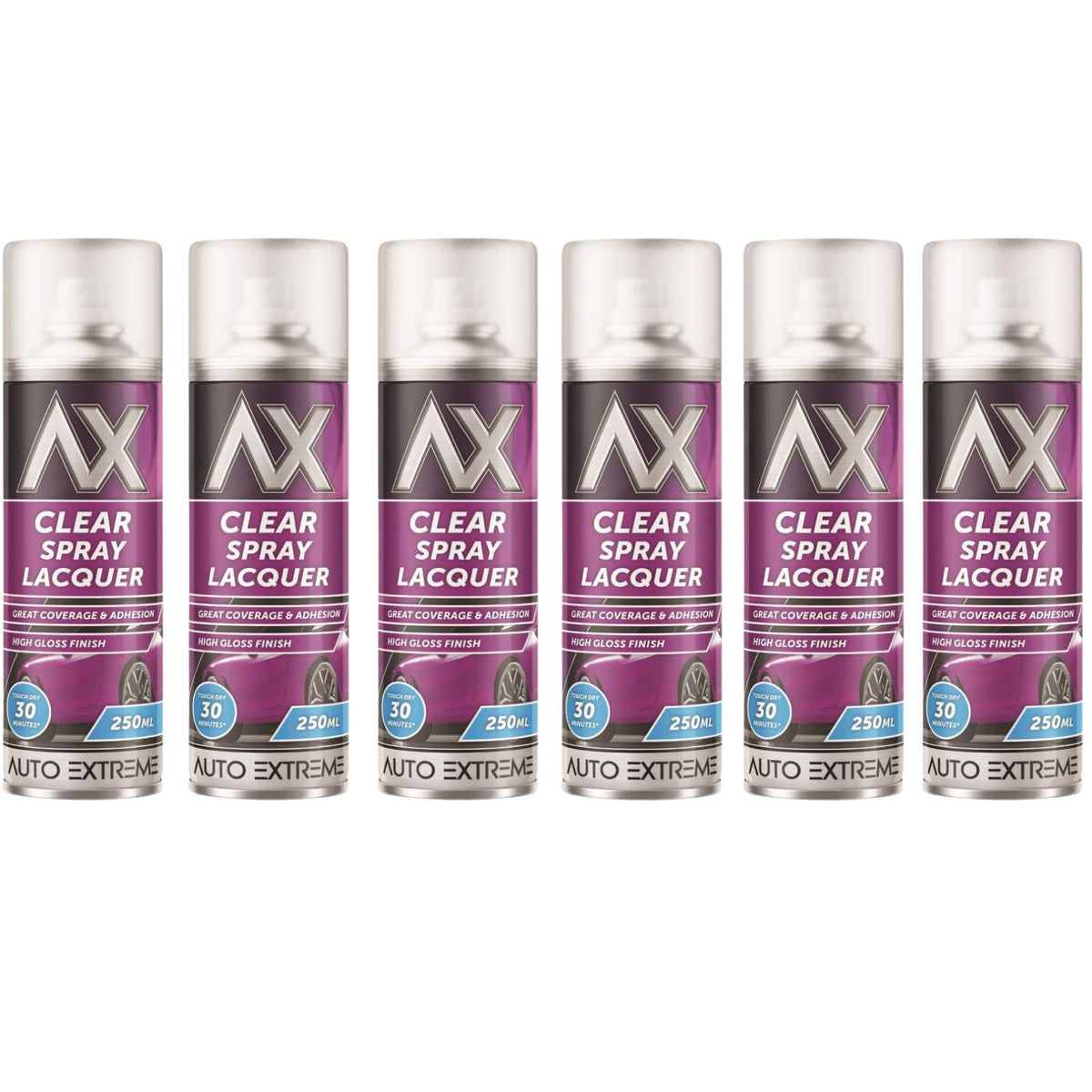 6X Auto Extreme Clear Lacquer Spray Paint 250ml