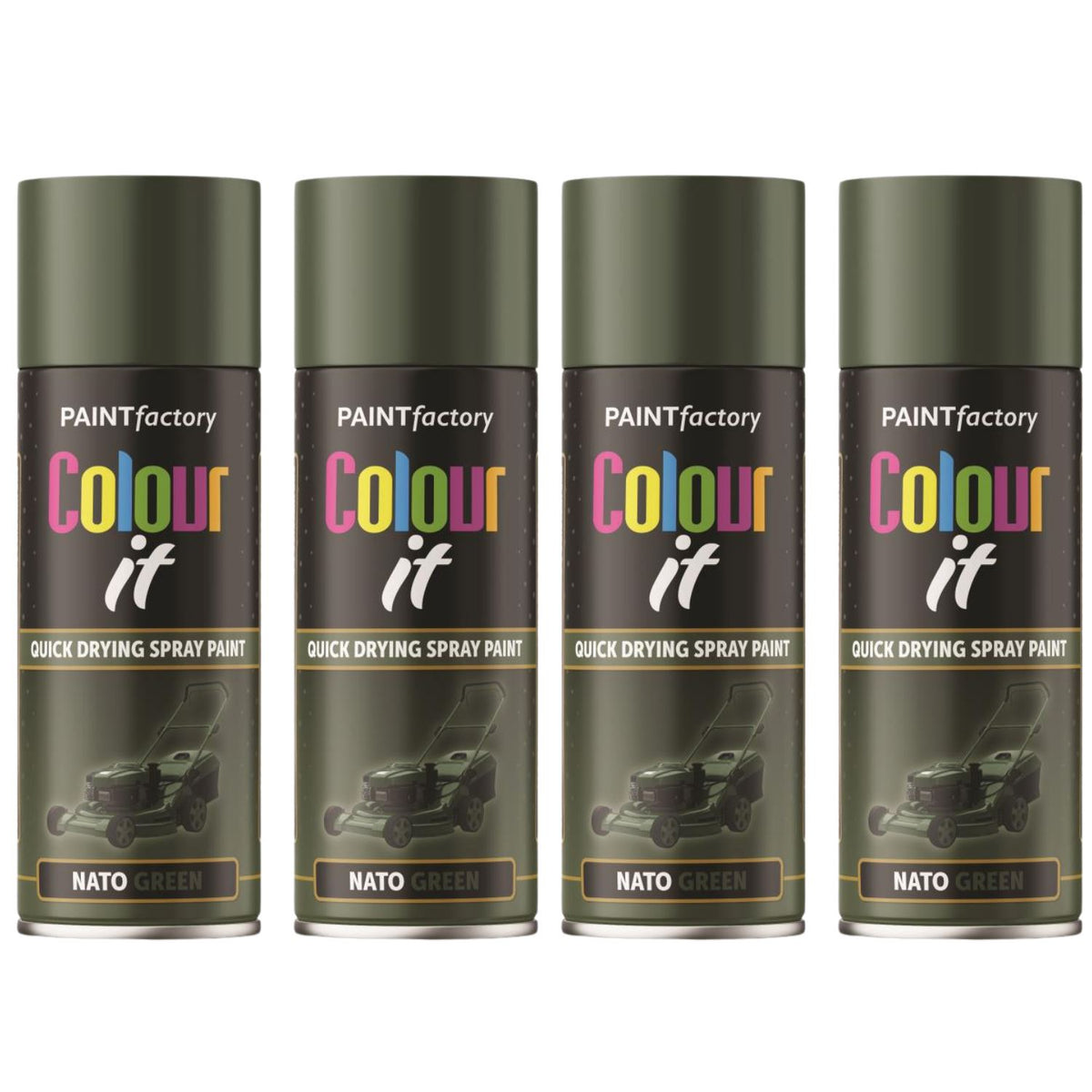4X Paint Factory Nato Green Matt Spray Paint 400ml