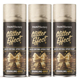 3X - Paint Factory Gold Glitter Effect Spray Paint 400ml