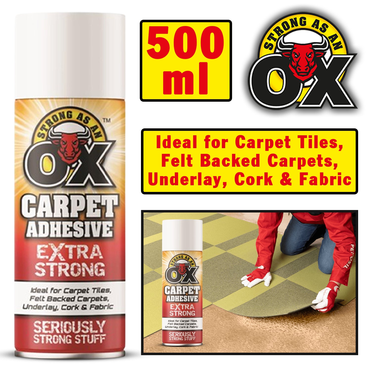 Strong As An Ox Carpet Adhesive Spray 500ml