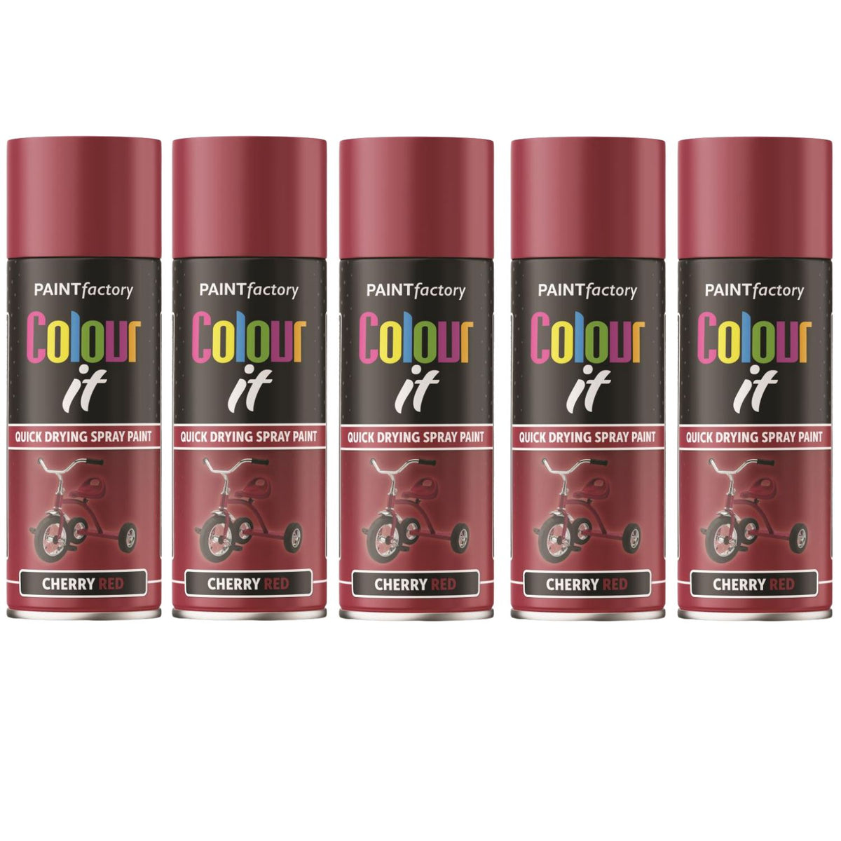 5X Paint Factory Cherry Red Gloss Spray Paint 400ml