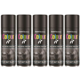 5X Paint Factory Flat Matt Black Spray Paint 250ml