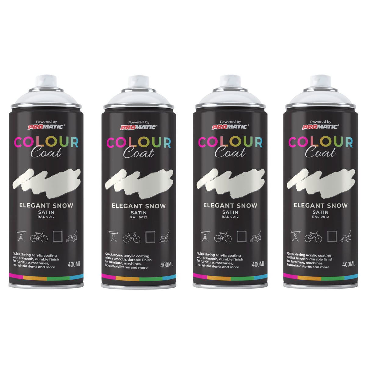 4X Elegant Snow RAL 9012 Satin Spray Paint 400ml
