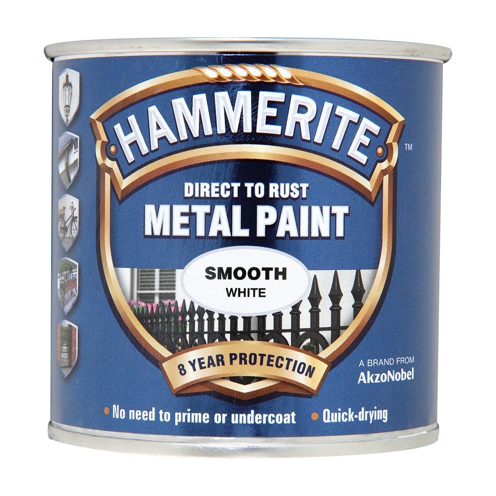 4X Hammerite Smooth White Paint 250ml