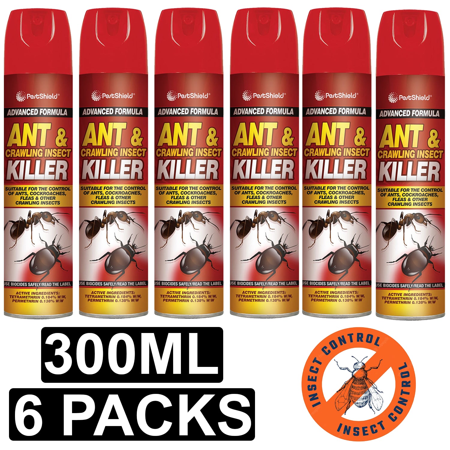 6X PestShield Ant & Crawling Killer Spray 300ml Pest Control