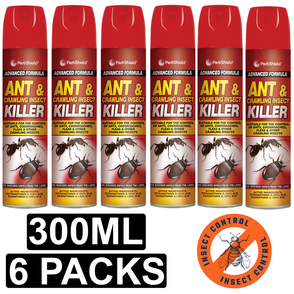 6X PestShield Ant & Crawling Killer Spray 300ml Pest Control