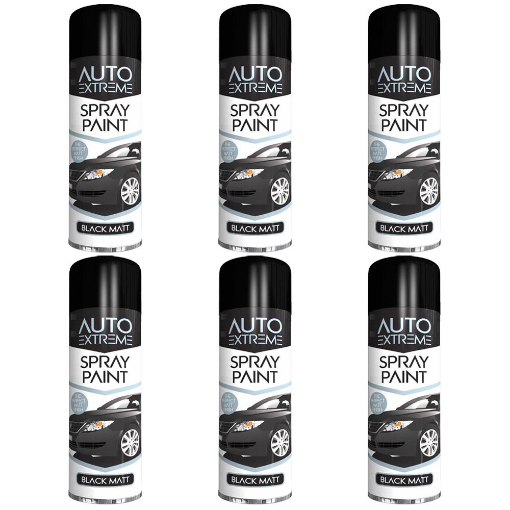 6X Auto Extreme Black Matt Spray Paint 250ml Spray Paint