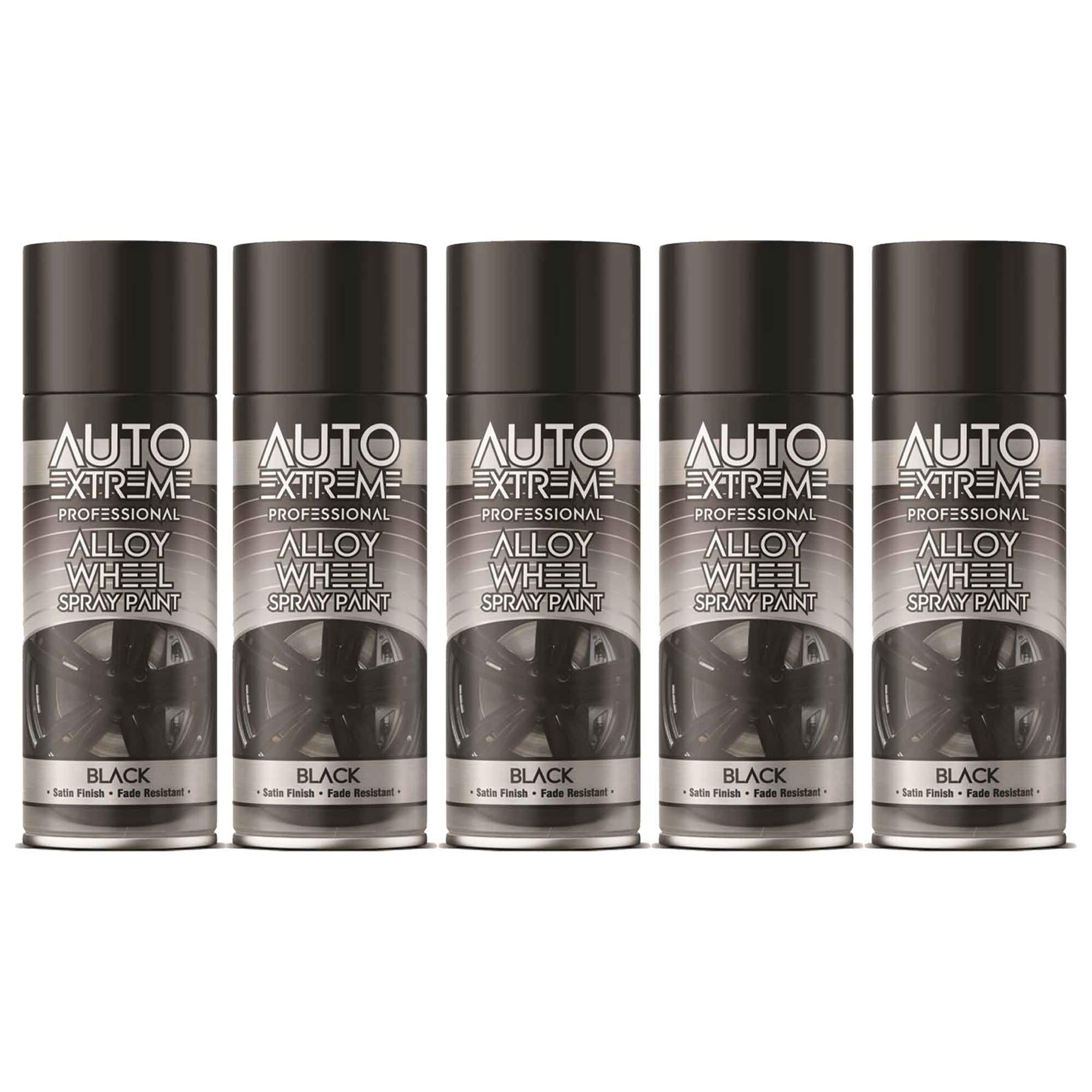 5X Auto Extreme Black Alloy Wheel Spray Paint 400ml Spray Paint