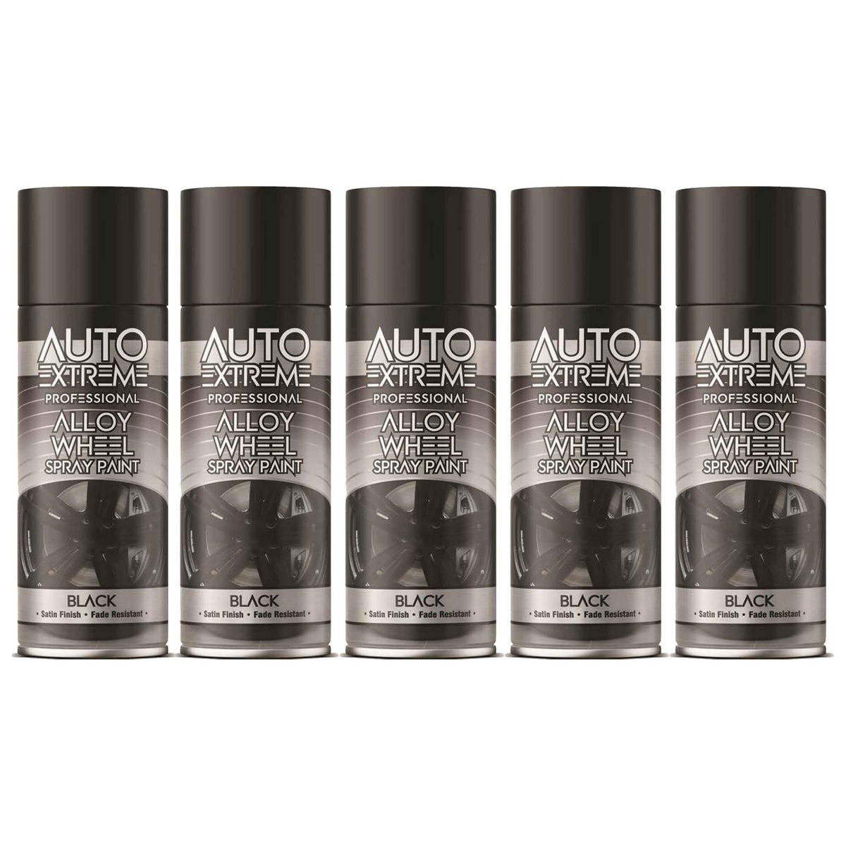 5X Auto Extreme Black Alloy Wheel Spray Paint 400ml Spray Paint