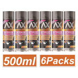 Auto Extreme Black Gloss Interior Trim Cleaner in 500ml spray cans, sold in a pack of six for effective cleaning
