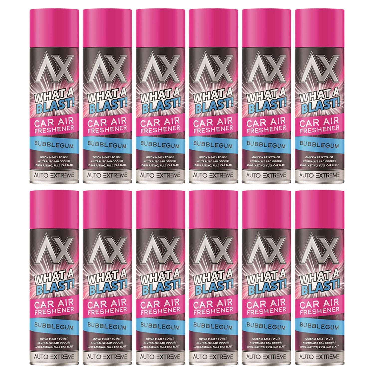 Auto Extreme bubblegum car air freshener spray in 12 packs for a sweet ride fragrance