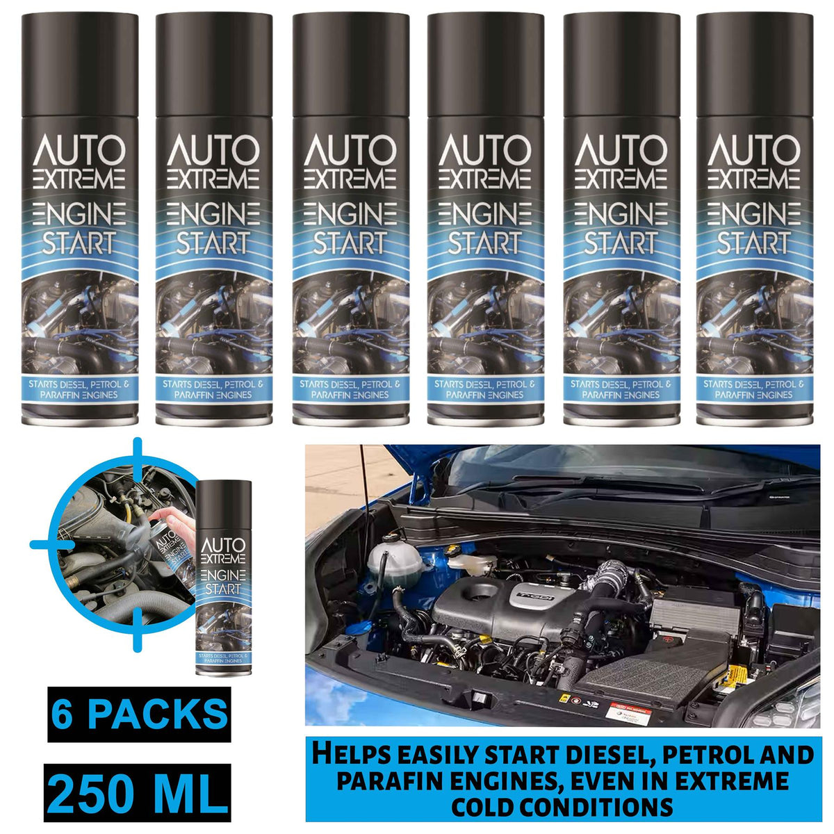 6X Auto Extreme Engine Start Spray 250ml Spray Paint