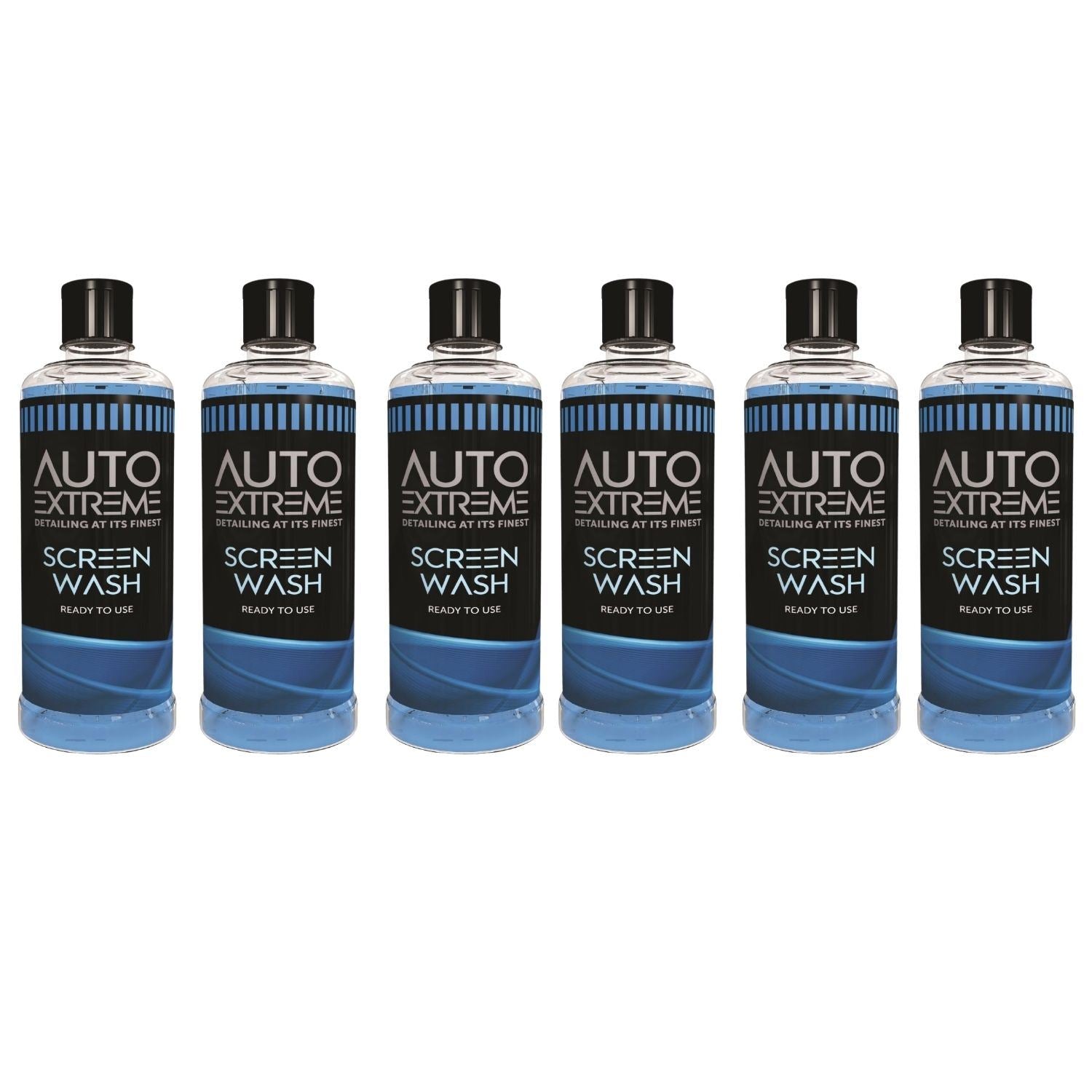 Six bottles of Auto Extreme screen wash, ready to use for clean and clear car windows