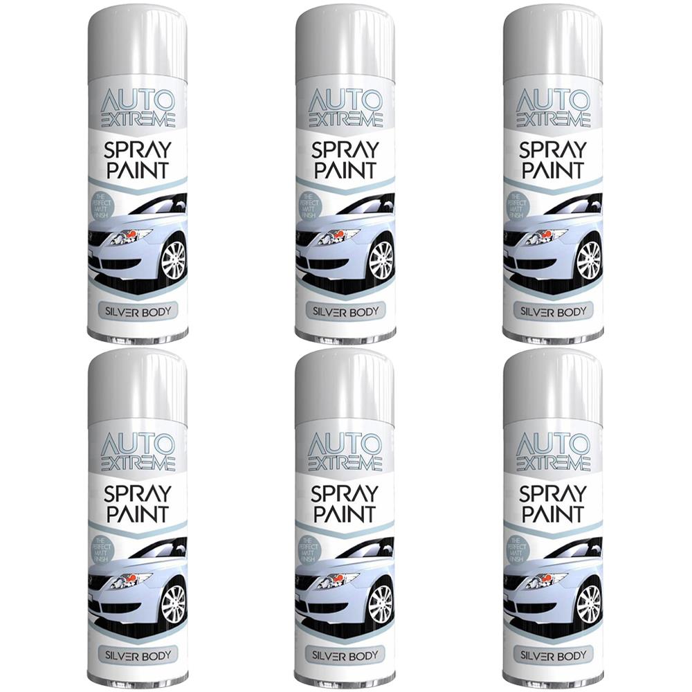 6X Auto Extreme Paint Silver Spray Paint 250ml Spray Paint