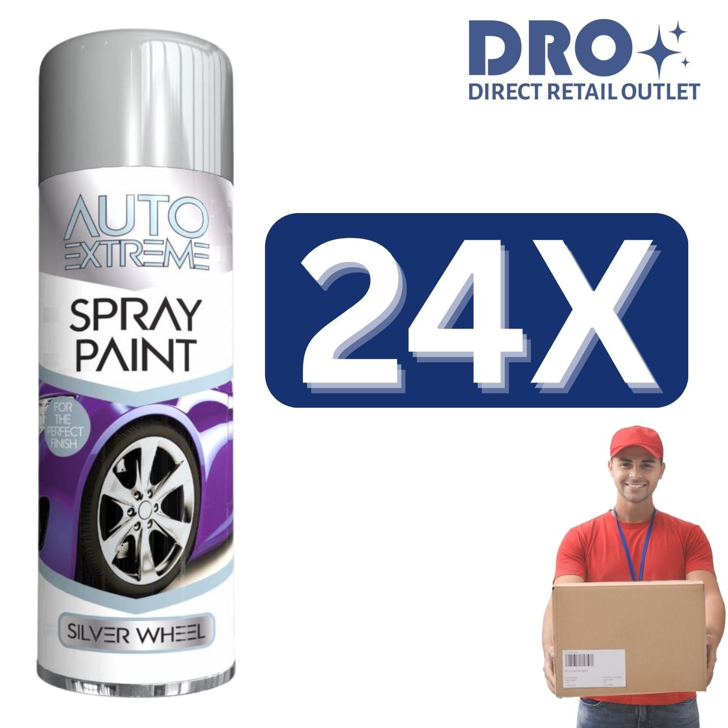 Auto Extreme Silver Wheel Spray Paint in a can, ideal for achieving a perfect finish on car wheels