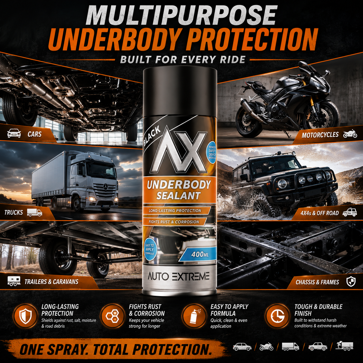 Auto Extreme Multipurpose Underbody Sealant Spray for Long-Lasting Protection Against Rust and Corrosion