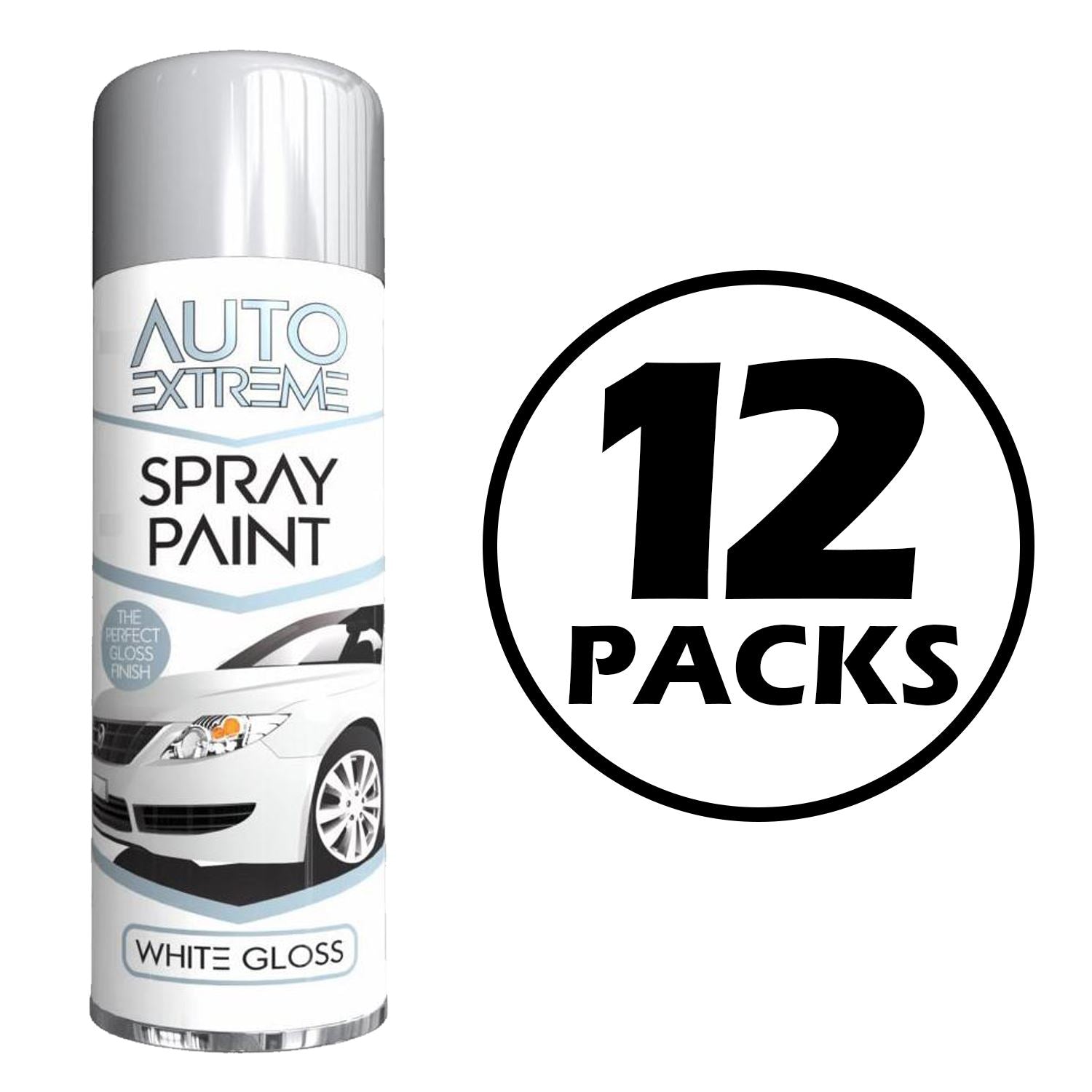 12X Auto Extreme White Gloss Spray Paint 250ml for Cars | Direct Retail ...