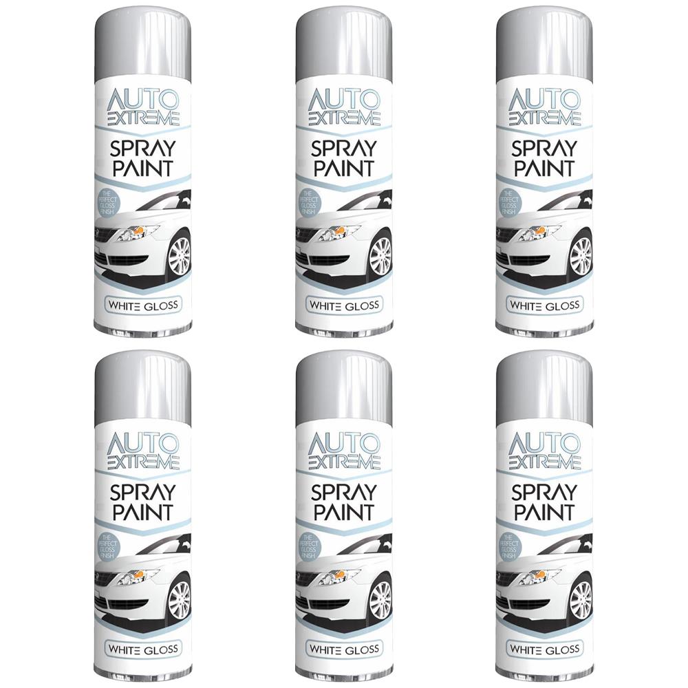 6X Auto Extreme White Gloss Spray Paint 250ml Spray Paint