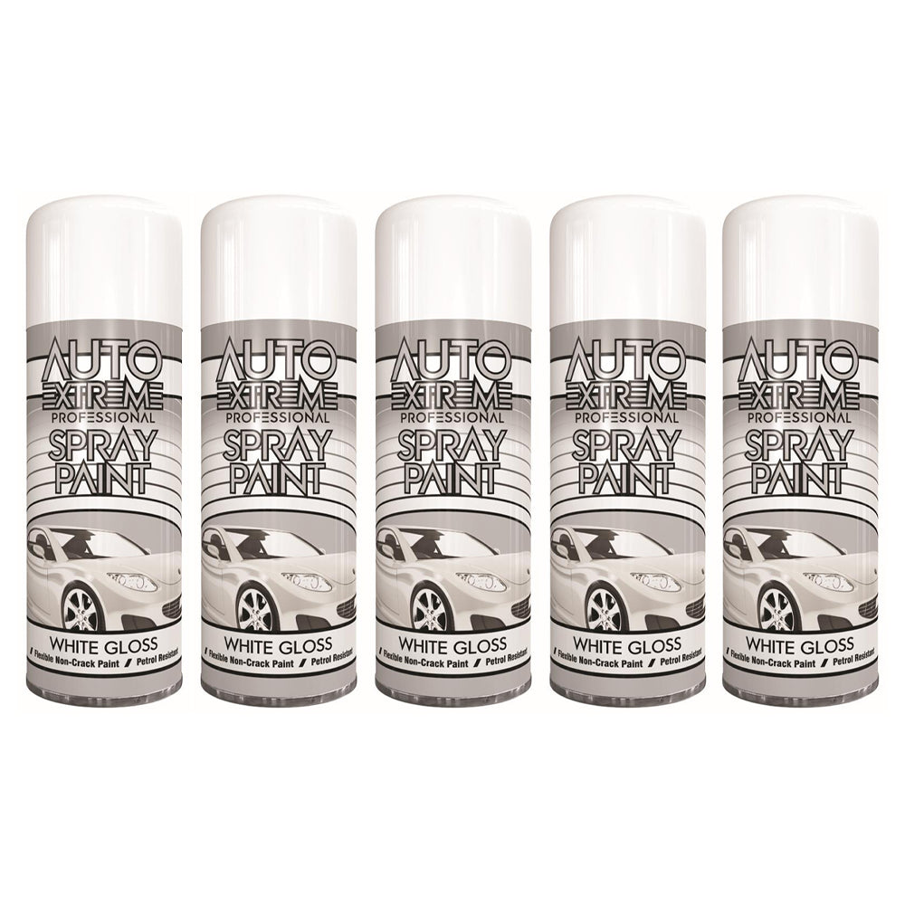5X Auto Extreme White Gloss Spray Paint 400ml Spray Paint