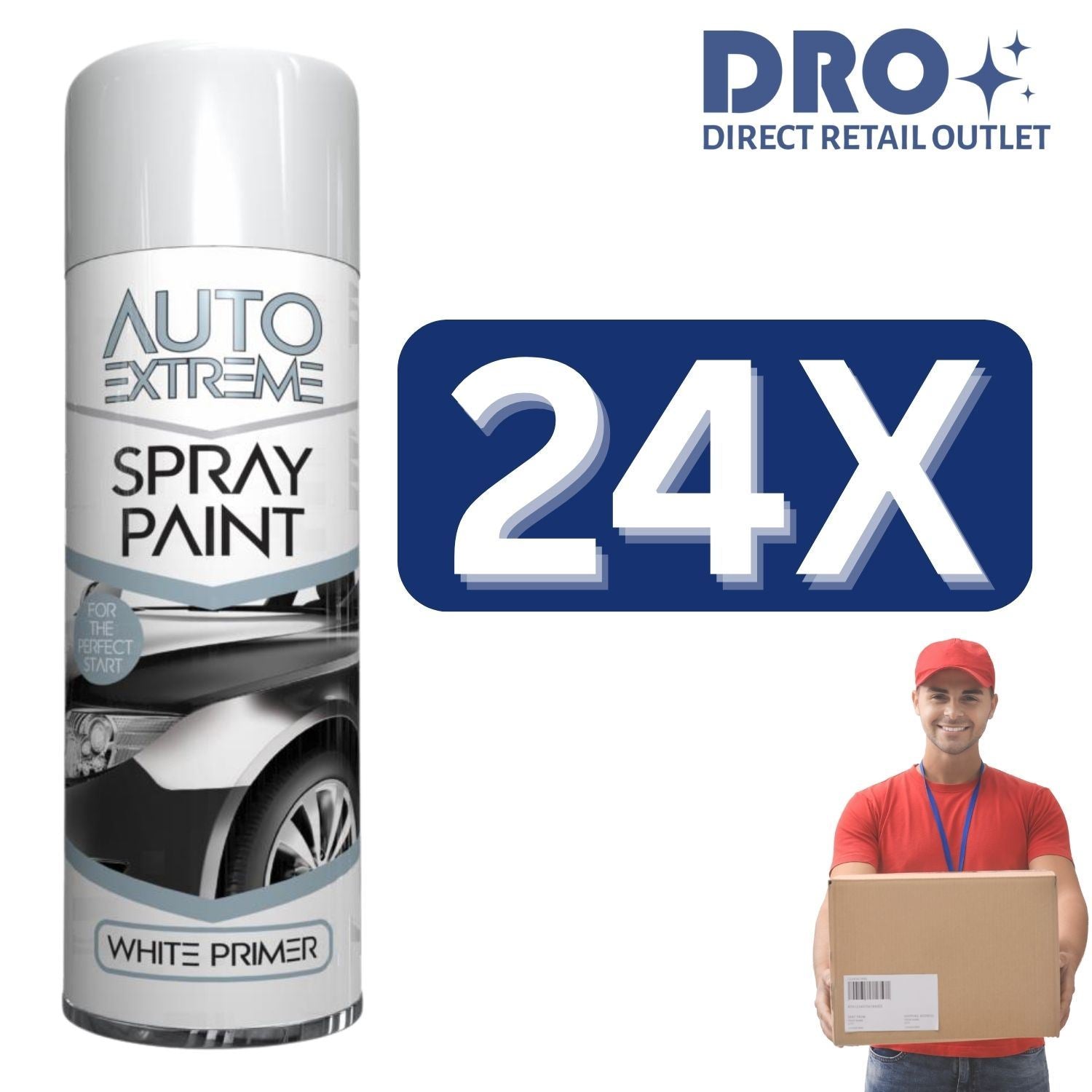 Auto Extreme white primer paint 250ml spray can for smooth surface preparation and paint application