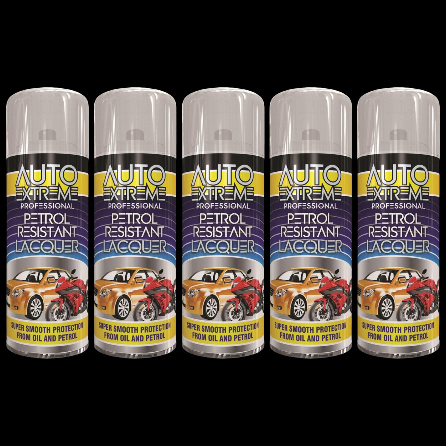 5X Auto Extreme Lacquer Petrol Resistant Spray 400ml Spray Paint