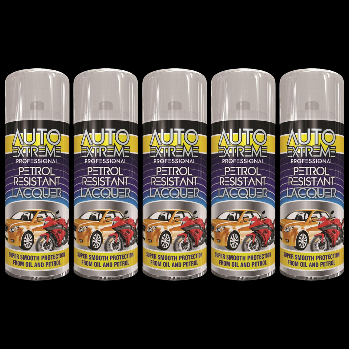 5X Auto Extreme Lacquer Petrol Resistant Spray 400ml Spray Paint