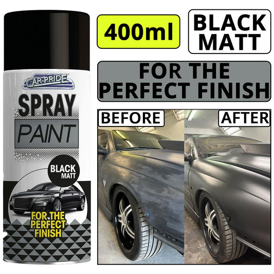 1X - Matt Black Car Spray 400ml