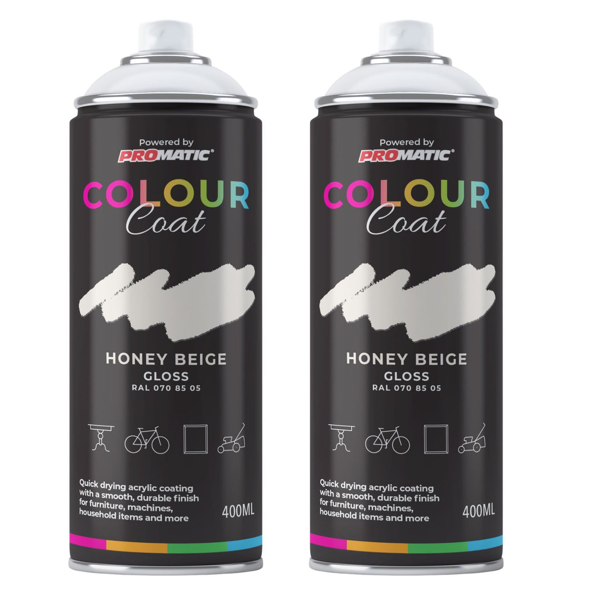 2X Honey Beige RAL 070 85 05 Gloss Spray Paint 400ml