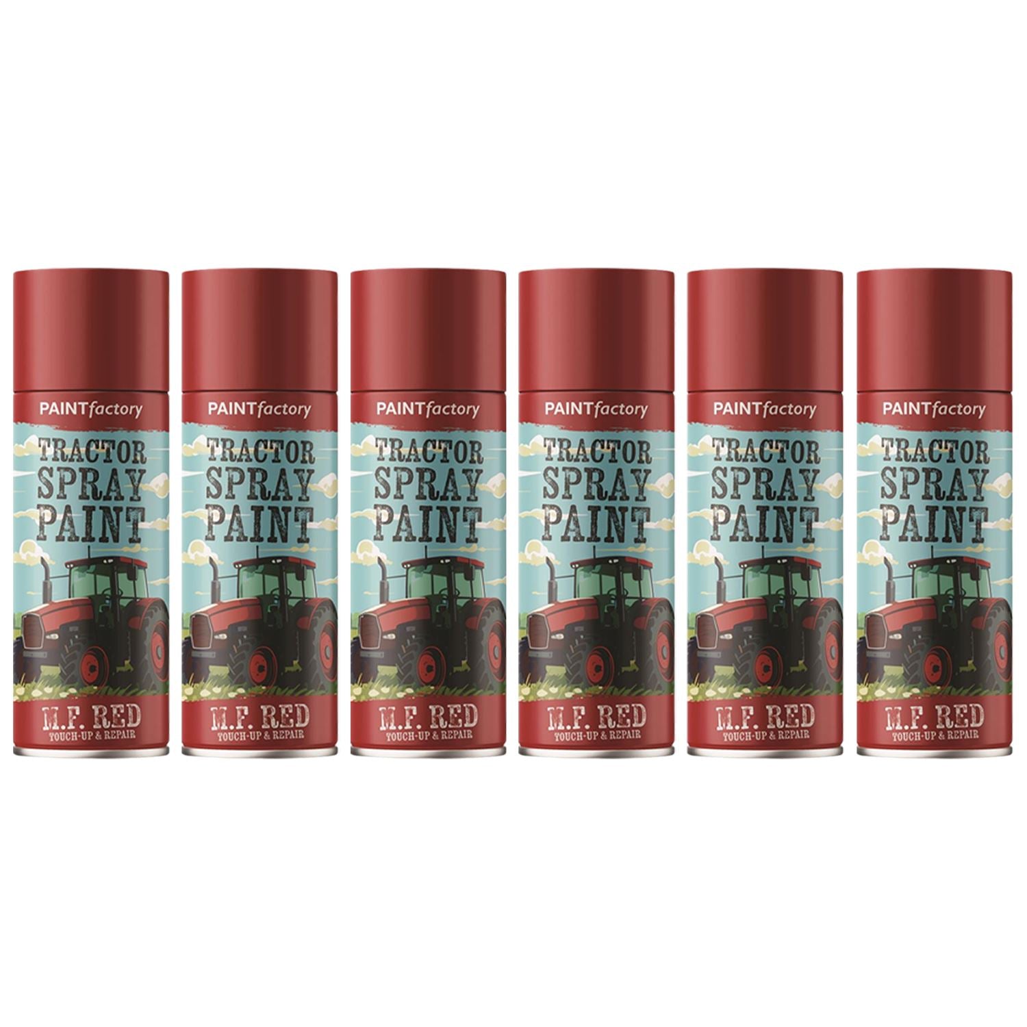 6X - Tractor Spray Paint Massey Ferguson Red 400ml Spray Paint